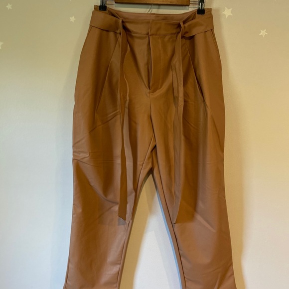 Express Faux Leather Super High Rise Ankle Pants - Picture 4 of 6